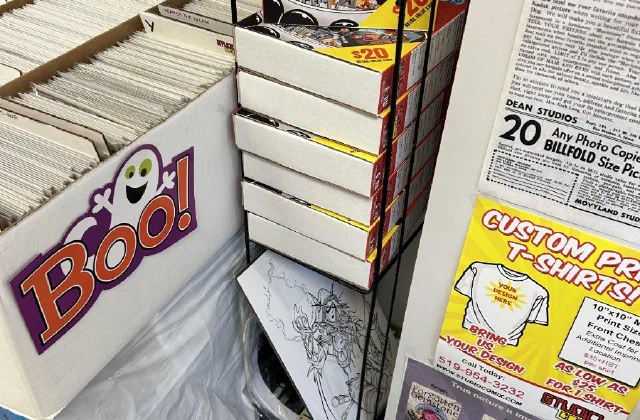 An end cap of art books and oversized editions